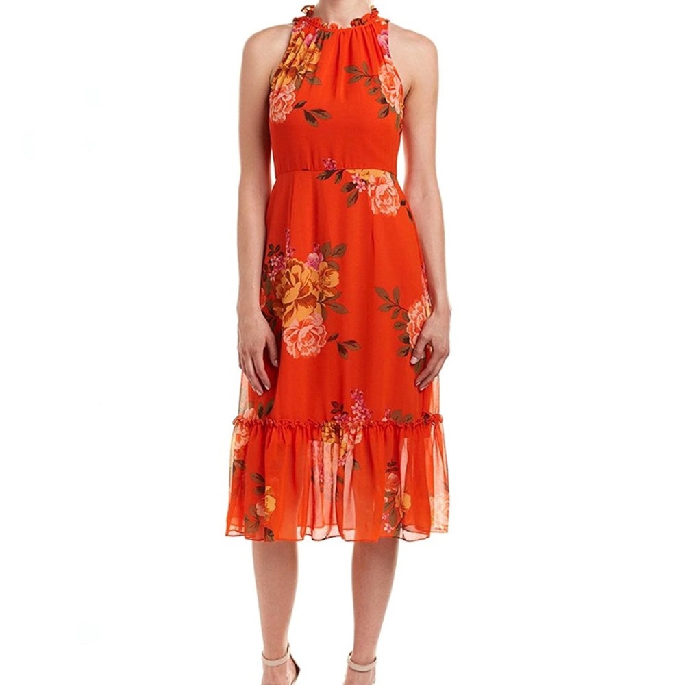 Donna Morgan - Printed Chiffon Midi Dress - size 4